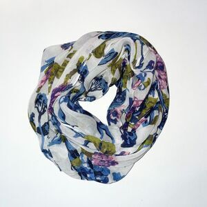 J. Jill Scarf Women’s Floral Infinity White Blue Pink Green Viscose Rayon